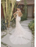 Cap Sleeves Ivory Lace Tulle Sexy Glitter Wedding Dress